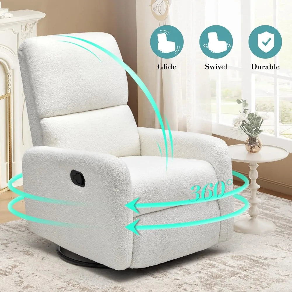 Swivel Glider Rocking Recliner Chair – Massage Nursery Armchair with Rocker Recline for Adults