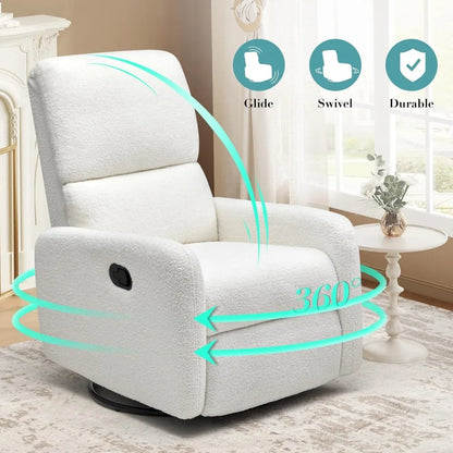 Swivel Glider Rocking Recliner Chair – Massage Nursery Armchair with Rocker Recline for Adults