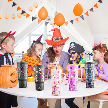 Meoky 40oz Halloween Tumbler with Straw – Insulated Stainless Steel Coffee Cup, Leak-Proof, Non-Slip, Portable Vacuum Car Mug