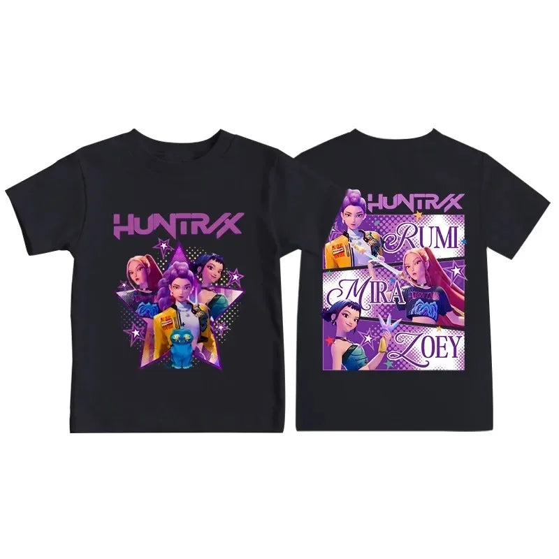 2025 KPop Demon Hunters Graphic T-Shirt – Summer Kids Short Sleeve Top for Girls and Boys, Comfortable Movie-Inspired Tee