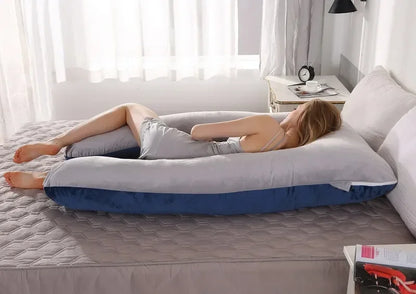 Soft Fleece U-Shaped Pregnancy Pillow – Multi-Function Side & Lumbar Support Cushion for Women