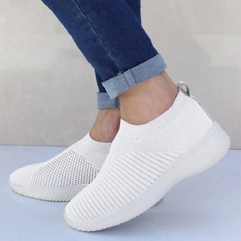 Women’s Fashion Sneakers — Casual Walking Flat Platform Sock-Style Chunky Slip-On Shoes