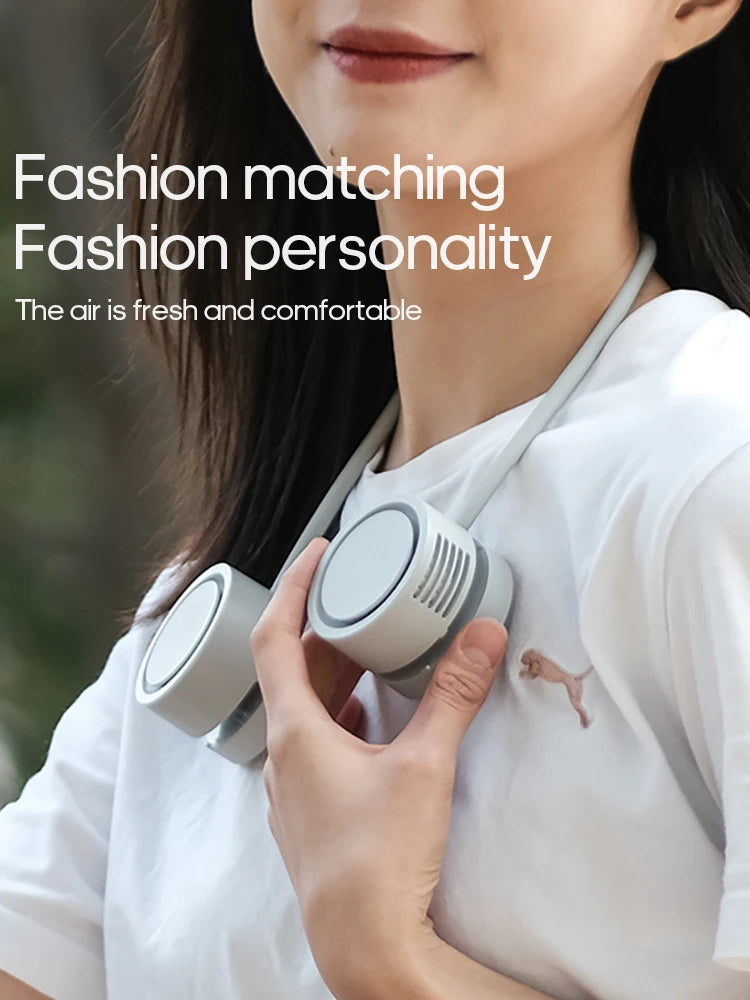 New Portable Neck Fan | Foldable Mini USB Rechargeable 1600mAh Silent Cooling Fan for Sports & Personal Use