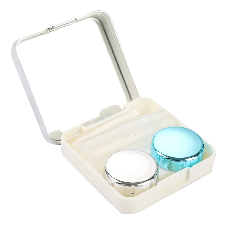 Portable Square Contact Lens Case – Travel Storage Container & Soaking Box in Solid Colors, Fashion Eye Care Accessories