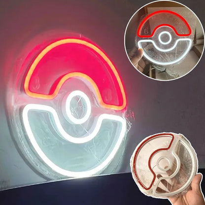 20x20cm Poke Ball LED Acrylic Light – Luminous Neon Decor for E-Sports Room, Wall & Gift