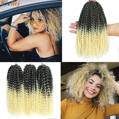 Kinky Curly Crochet Hair Extensions 8–12 Inch – Marlybob Jerry Curl Synthetic Afro Curly Hair, Short Passion Twist Braiding Crochet Hair for Women