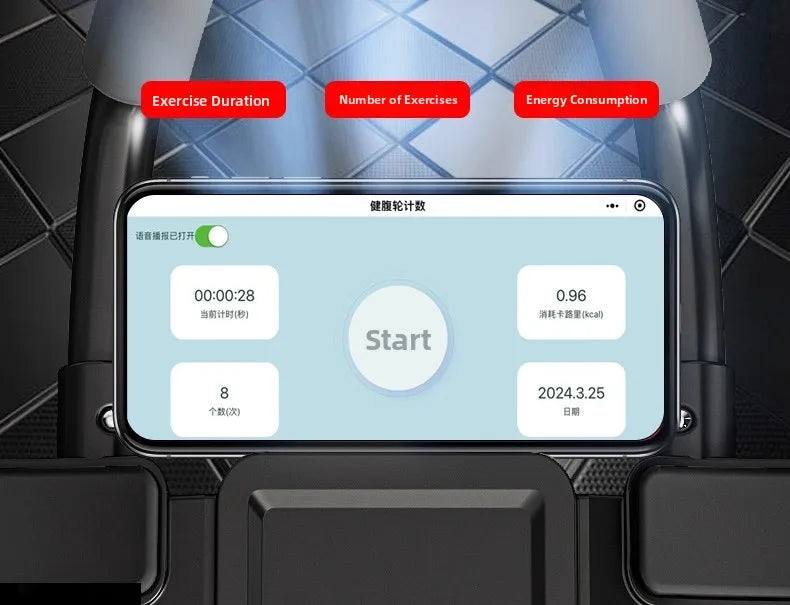Smart Fit Abdominal Wheel – Six Wheels & Eight-Elbow Automatic Rebound with Mobile App Connectivity