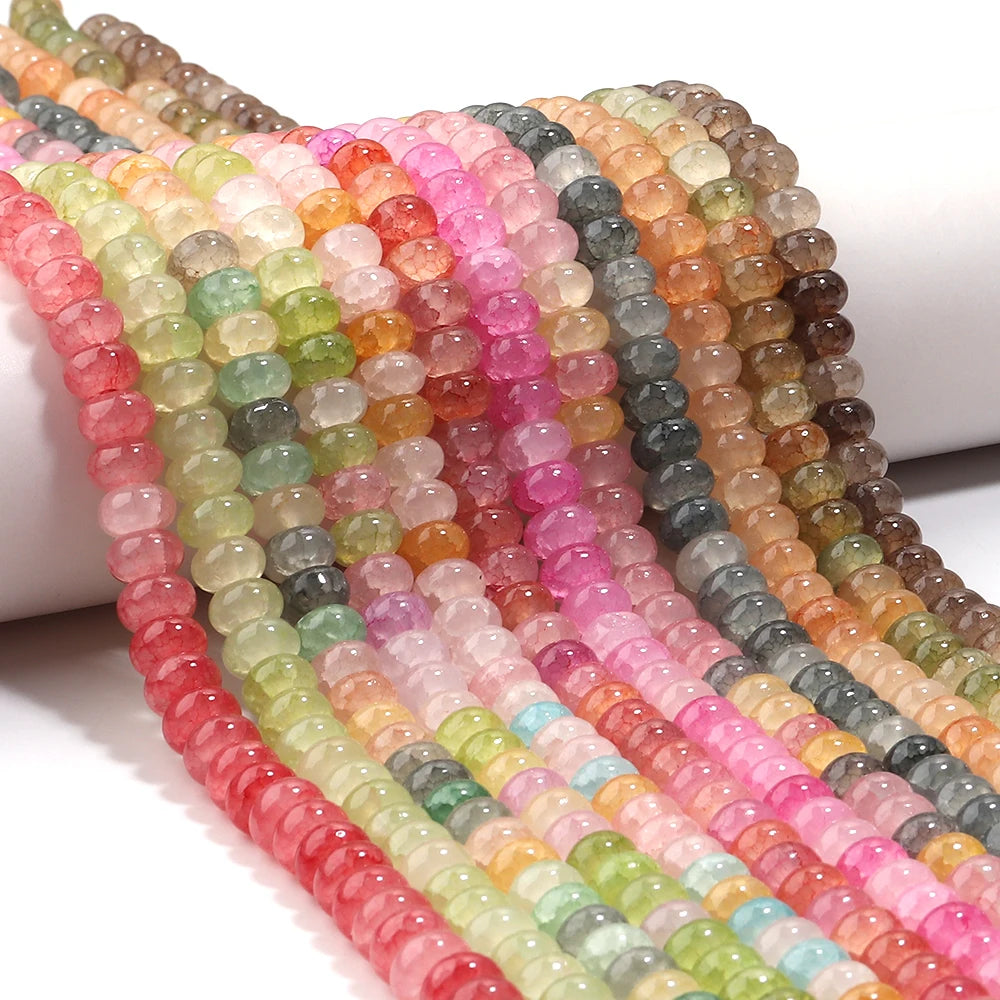 5x8mm Natural Abacus Rondelle Beads - Glass Wheel Loose Charms for DIY Bracelets & Jewelry Making Supplies