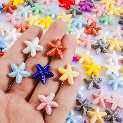 10/20/30PCS Colorful Ceramic Animal Beads – 2mm Hole Clownfish, Turtle, Star & Conch Shell for DIY Jewelry, Bracelets & Crafts