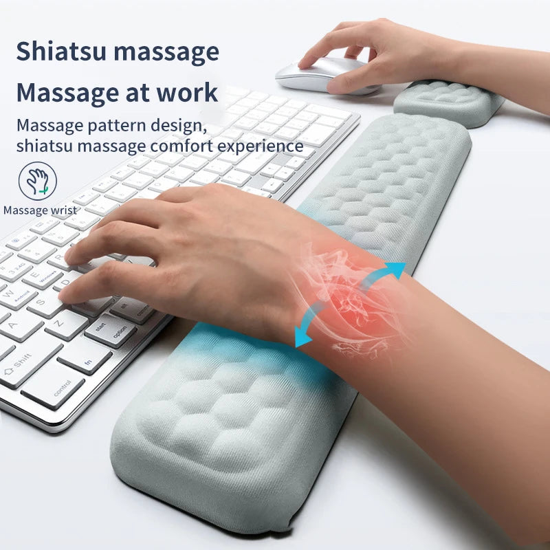 Ergonomic Keyboard Mouse Wrist Rest - Office Typing Protection, Memory Foam Mouse Pad for Computer, Laptop Desk Mat
