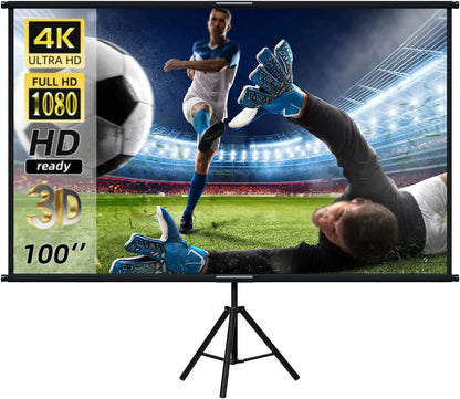 Foldable 16:9 Projector Screen with Stand – Wrinkle-Free 60–120" Portable Home Theater Indoor/Outdoor Screen
