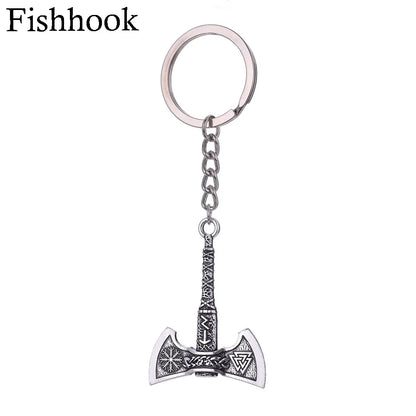 SKYRIM Viking Keychain – Punk Gothic Axe Talisman, Slavic Irish Knot Pagan Amulet Pendant, Men's Jewelry Gift