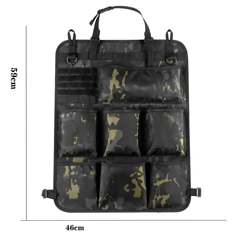 Tactical Camo Car Seat Back Storage Bag – Hanging Organizer Pocket for Interior Accessories