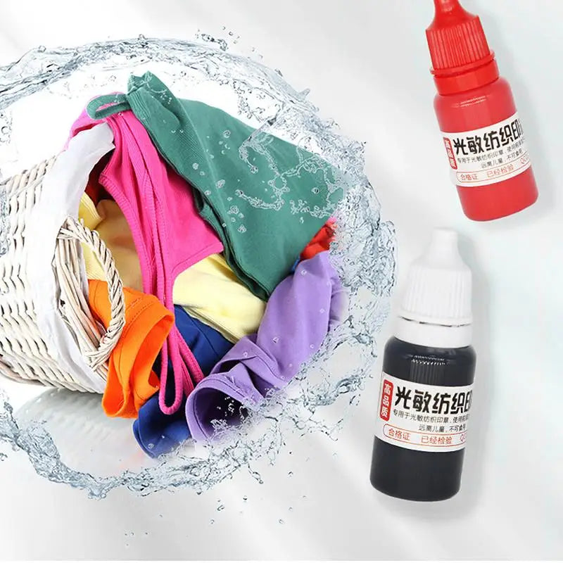 10ml Textile Ink for Clothes – Blue, Red & Black Waterproof Ink for Kids’ Name Stamps, Non-Fading