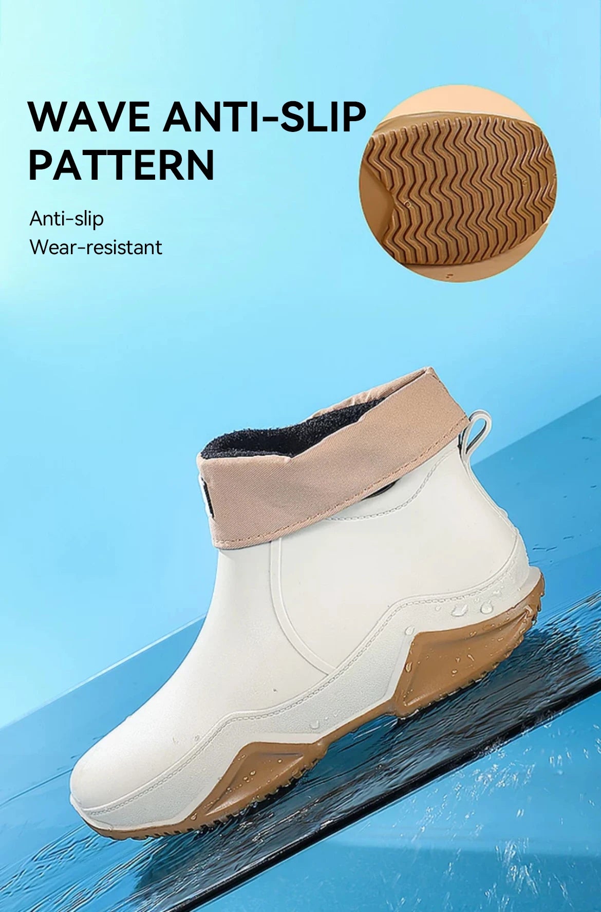 New Waterproof Rain Shoes for Women & Men – Ankle Rain Boots, Anti-Slip, Wear-Resistant, Plush for Summer & Winter