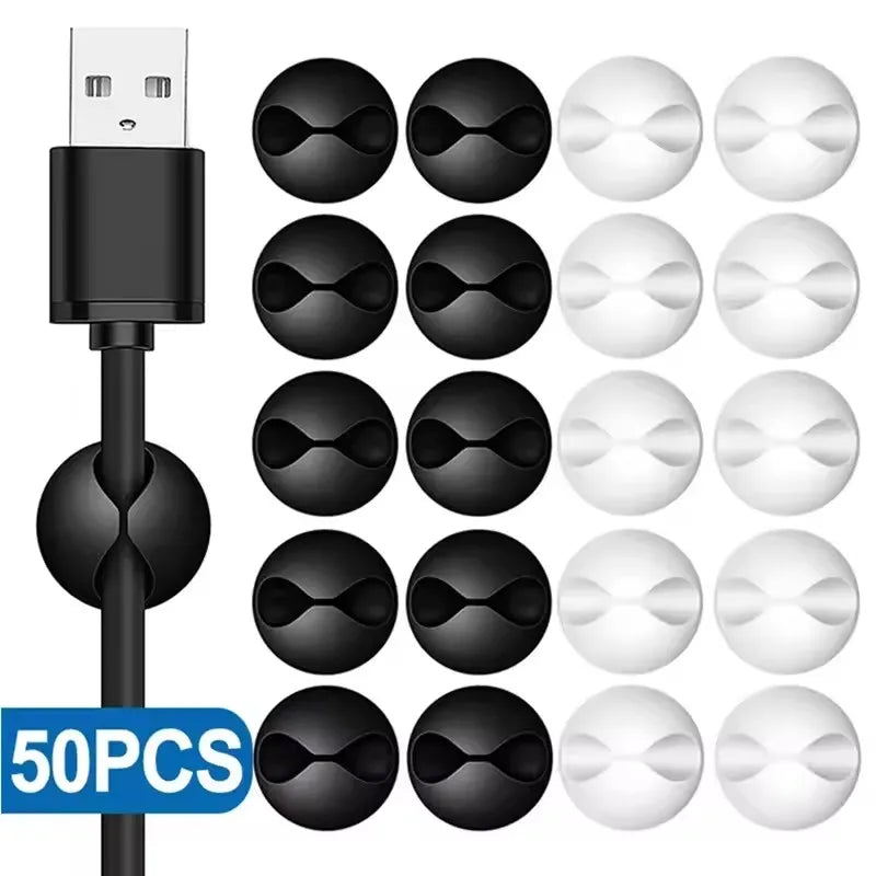 5/50Pcs Mini Cable Winder Organizers - USB Charging Cord Clips, Wire Holders & Cable Protectors for Home, Office & Car