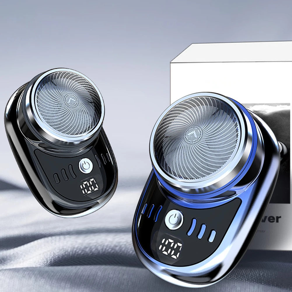 Mini Electric Shaver — Portable USB Rechargeable Travel Razor with Digital Display & Detachable Head for Beard
