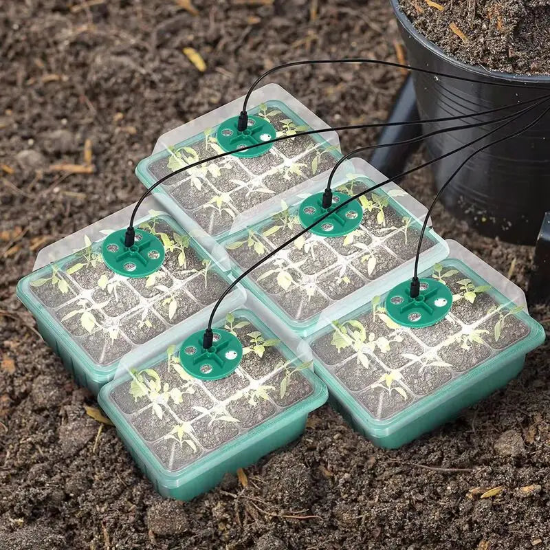 Plant Seed Starter Trays with Grow Light – 12 Hole Nursery Pots and Planter for Home Greenhouse Growing