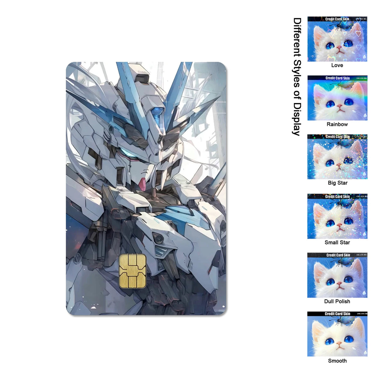 Gundam RX-78-2 & ZGMF-X19A Card Stickers - 2.5D HD Matte Waterproof PVC Skins for Credit and Debit Cards