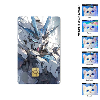Gundam RX-78-2 & ZGMF-X19A Card Stickers - 2.5D HD Matte Waterproof PVC Skins for Credit and Debit Cards