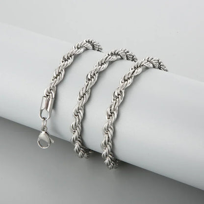 304 Stainless Steel Twist Rope Chain Necklace – PVD Gold Plated, 2-5mm Width for Men & Women, Fashion Accessories