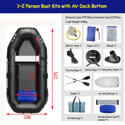 Professional Inflatable Dinghy Raft – Tear-Resistant Foldable Rowing Boat for Adults, Kayak, Canoe & Fishing