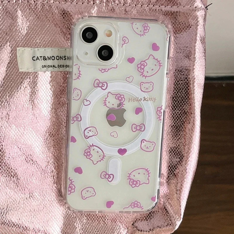 Hello Kitty MagSafe Wallet Case for iPhone 12–16 Pro Max – Cute Sanrio Magnetic Holder with Wireless Charging & Hard Cover