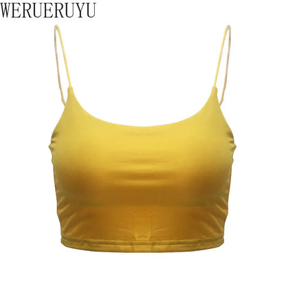 Sexy Sleeveless Corset Crop Top for Women – Y2K Streetwear Tank in White, Black, Yellow & Red