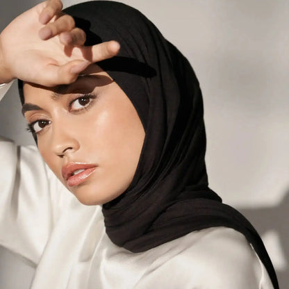 29 Color Jersey Hijab Scarf - Solid Cotton Stretch Muslim Head Wrap Turban Shawl