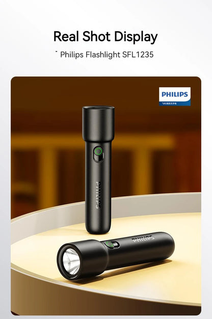 Philips 2025 New EDC Portable Rechargeable LED Flashlight – Self Defense, Camping & Hiking Tool