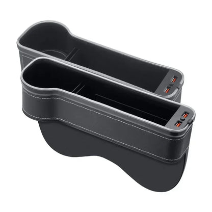 Car Seat Gap Organizer with 2 USB Chargers, LED Colorful Light, Pocket for Cards, Phone, Bottle & Cup Holder
