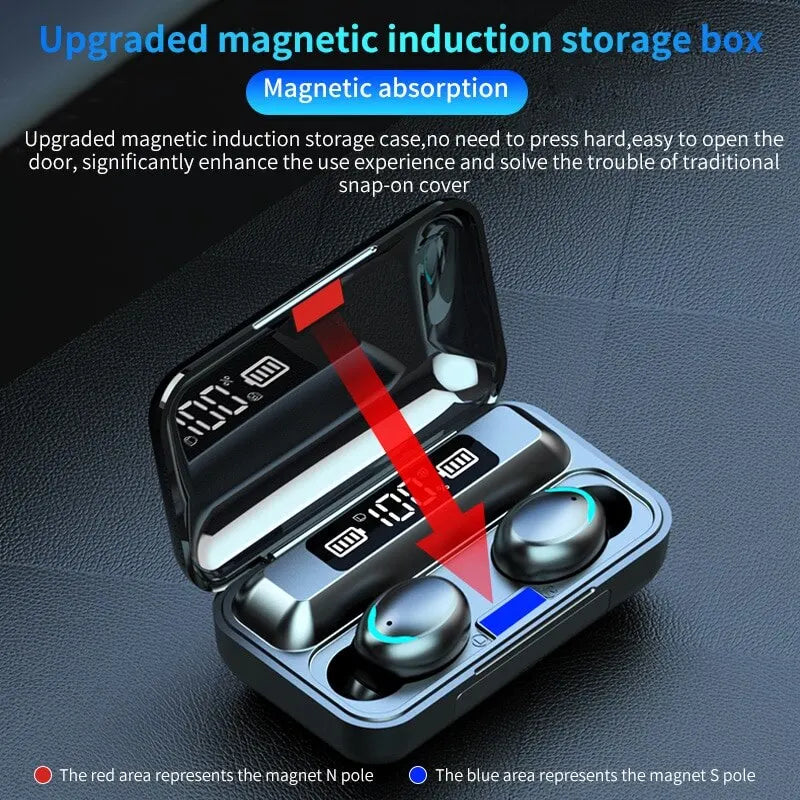 F9 Wireless Earphones Bluetooth TWS LED Display | Binaural Waterproof Headset HD Calling | CVC 8.0 Noise Reduction Headphones