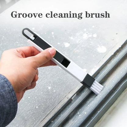 2-in-1 Multifunctional Cleaning Brush - Portable Window Track, Door Groove, Keyboard, and Dust Cleaning Tool