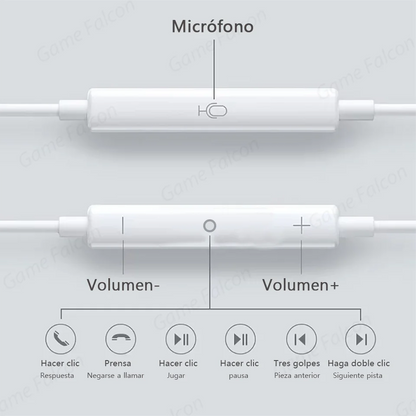 High-Fidelity Bluetooth Wired Headset for iPhone 15/14/13 Pro – Type-C & 3.5mm Compatible with Samsung, Xiaomi, iPad & Tablets