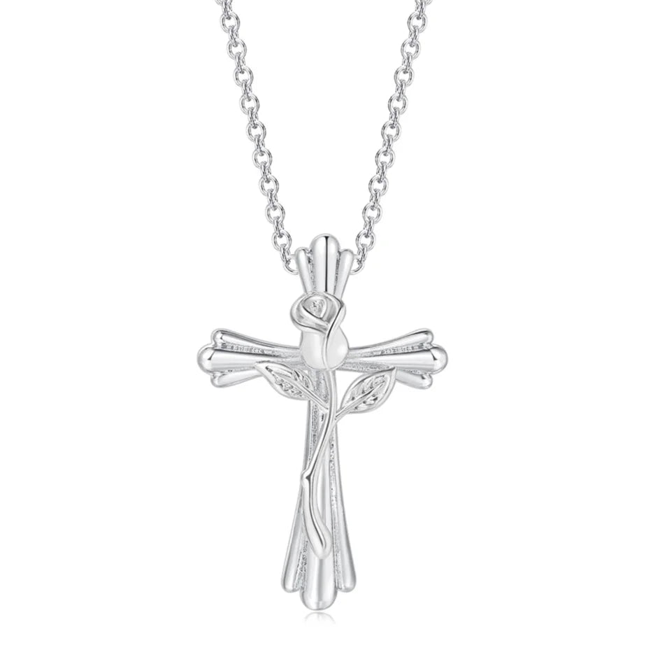 Heart Cross Pendant Necklace for Women – Double Color Aesthetic Choker Chain with Cross Design, Stainless Steel Christmas Gift Jewelry N231