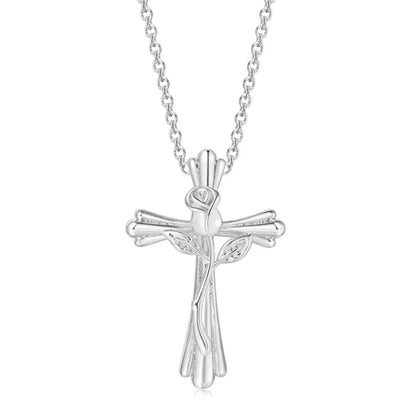 Heart Cross Pendant Necklace for Women – Double Color Aesthetic Choker Chain with Cross Design, Stainless Steel Christmas Gift Jewelry N231