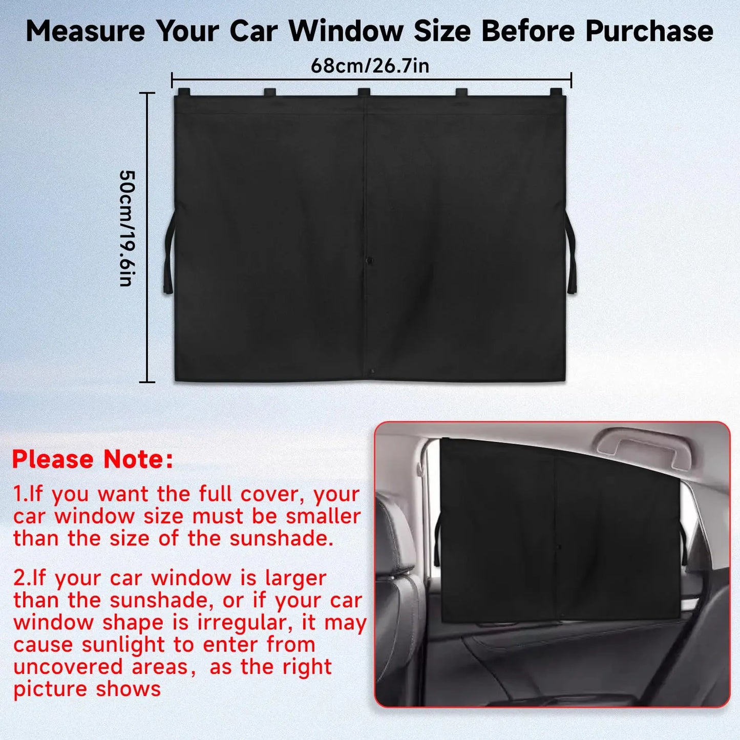 2PCS Dual-Layer Car Side Window Sunshade Curtains – Universal Fit Privacy Blackout Mesh UV Sun Shade for SUV, Van & MPV Vehicles
