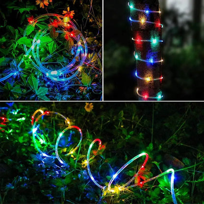 Outdoor Solar String Lights Waterproof LED Rope Tube – Christmas Fairy Garland for Garden, Tree, Yard & Fence Decor
