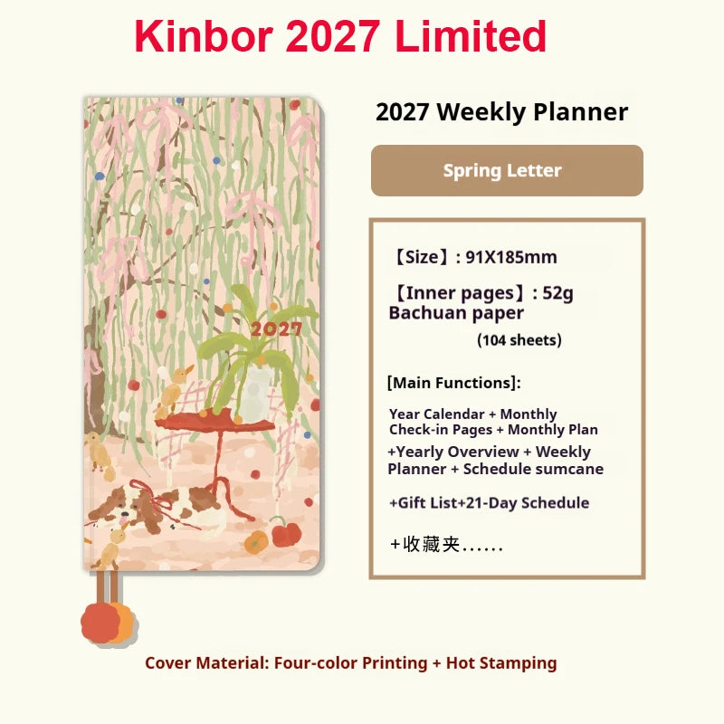 Kinbor Undated Weekly Planner - Illustrated Hardcover To-Do List Notebook