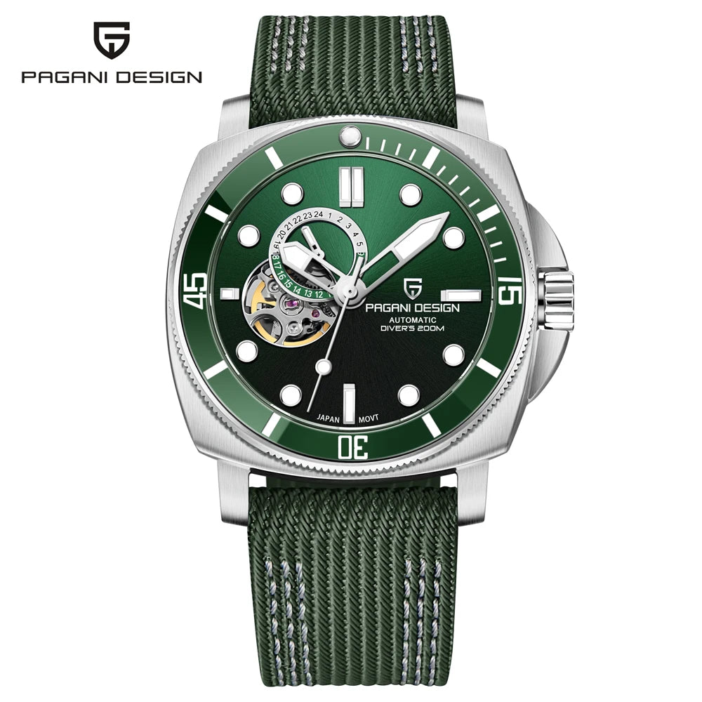 PAGANI DESIGN 2023 Men’s Tourbillon Automatic Watch – Mechanical Wristwatch with Ceramic Bezel, Luminous Display & 20Bar Waterproof