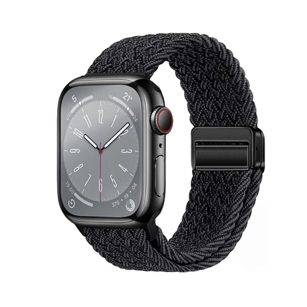 Nylon Braided Watch Band for Apple Watch – Compatible with Series SE, 3–10 & Ultra (38–49mm Adjustable Sport Strap)