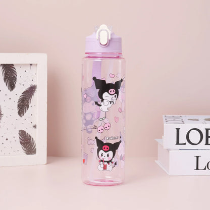 Kuromi Water Cup with Straw — Large Capacity Cute Cartoon Print Bottle, Unique Aesthetic Design for Office, Home, or Gift