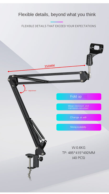Adjustable Microphone Suspension Boom Arm Stand – Compatible with K669, K670, K658, K678, K690, Compact Mic Stand for Broadcasting