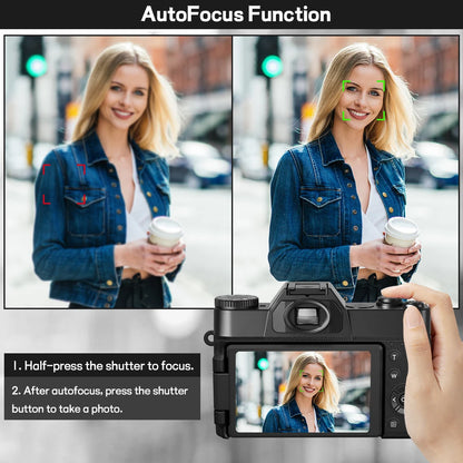 Compact 4K Digital Camera – 64MP WiFi Webcam, Retro Vlog Recorder with 3-Inch Flip Screen & Wide Angle Lens for YouTube