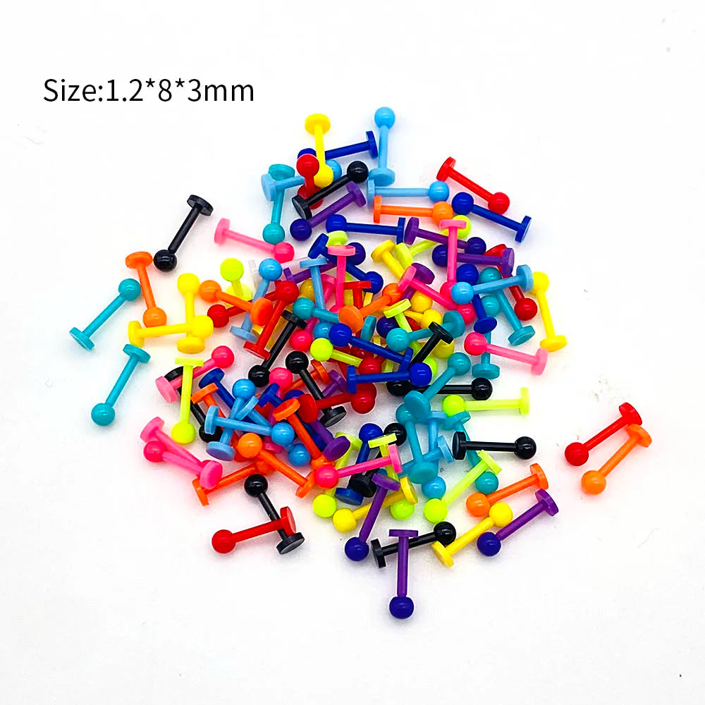 10/60PCS Clear Acrylic Body Jewelry – Transparent Lip, Ear, Nose, Tongue, Eyebrow & Belly Rings