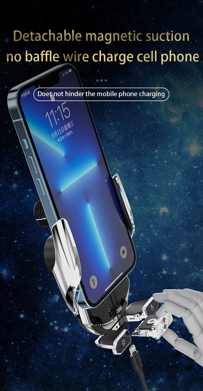Car Magnetic Cell Phone Holder & Wireless Charger - 360° Rotatable Mount for iPhone 14, Xiaomi, GPS Support