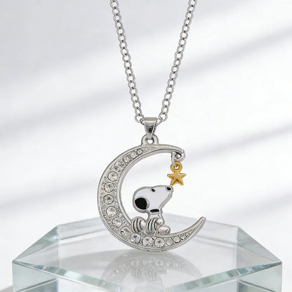 Snoopy & Woodstock Pendant Necklace - Cute Enamel Rhinestone Kawaii Jewelry for Women & Teens