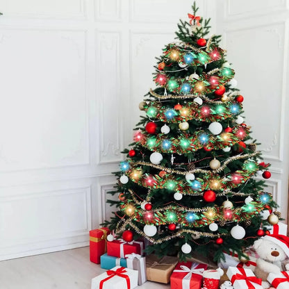 Christmas Tinsel Garland with LED Lights – Shiny Thick Garland for Tree & Home Decor