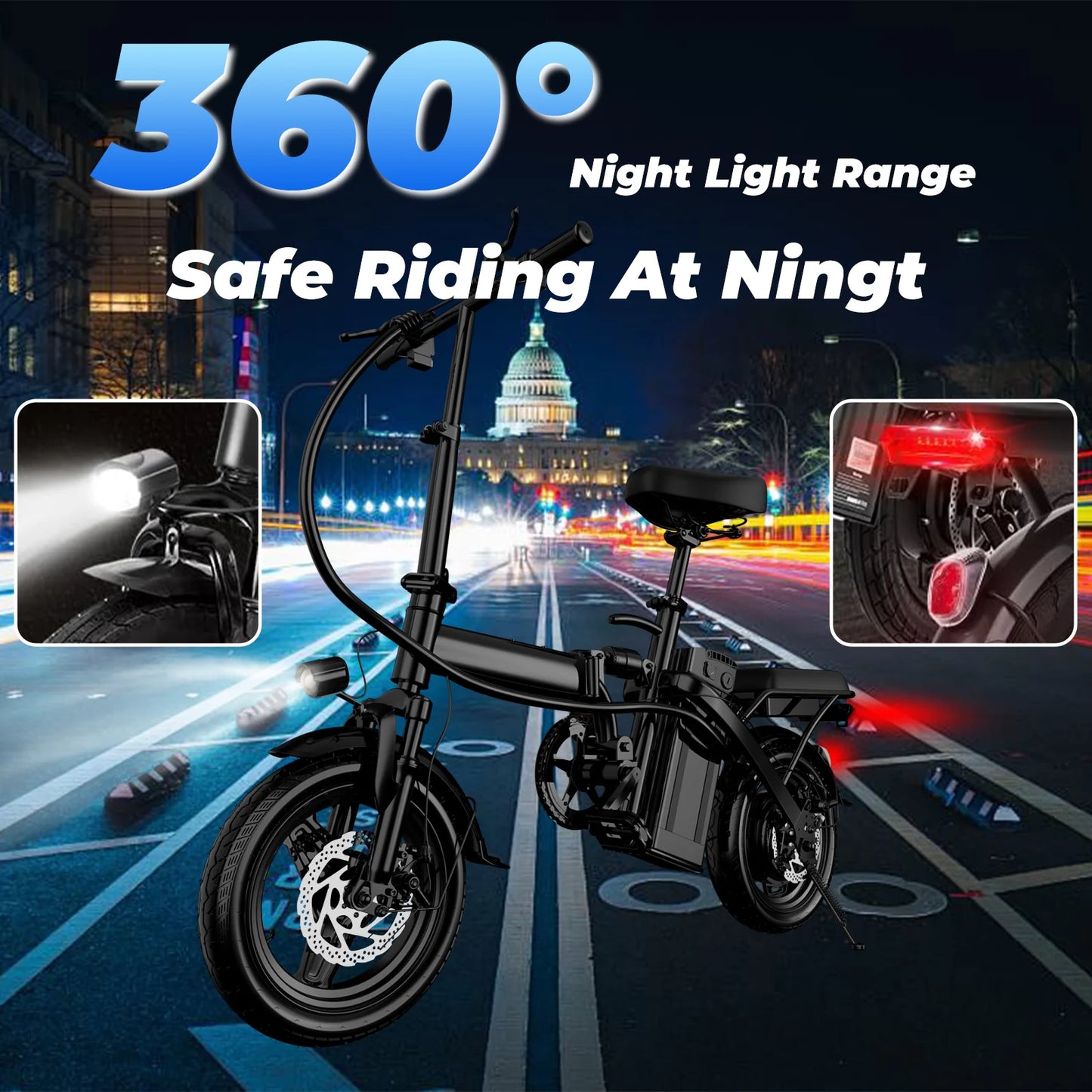 LELEKUAI 500W Folding Electric Bike for Adults – 20 MPH, 48V 10.4Ah Removable Battery, 14-Inch E-Bike with Multi-Shock Absorption
