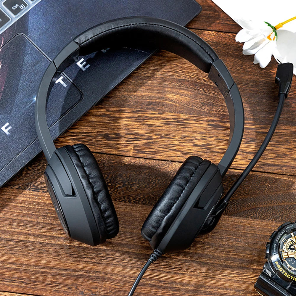 USB Business Headset with Rotatable Mic – 3.5mm Noise-Cancelling Headphones with Mic Mute for PC & Call Centers